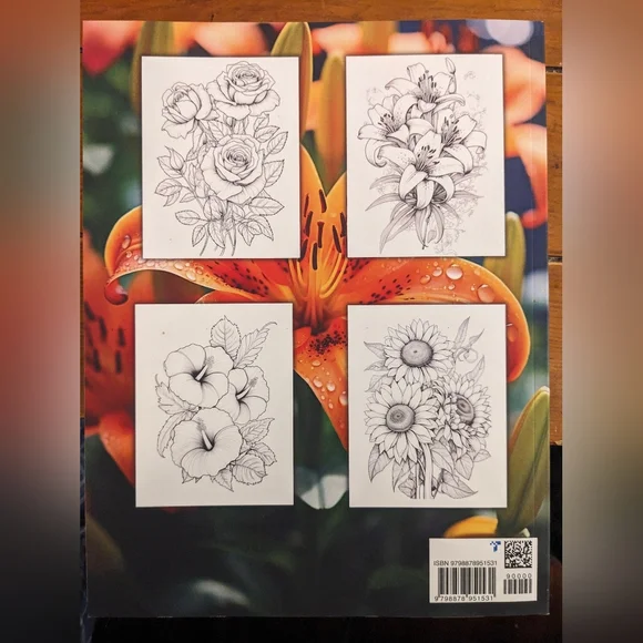 Set of 7 Floral Themed Adult Coloring Books - Picture 7 of 15